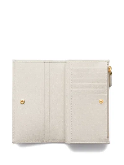Prada Large Saffiano Leather Wallet In White