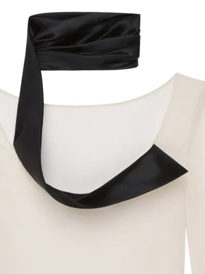 Givenchy Asymmetric-collar Silk Blouse In Neutral