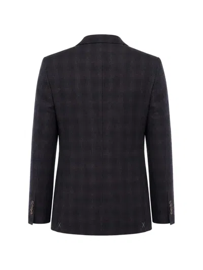Corneliani Checked Single-breasted Blazer In Purple