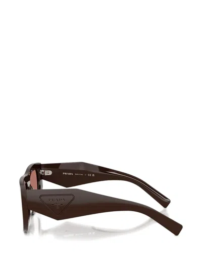 Prada Logo-engraved Rectangle-frame Sunglasses In Brown