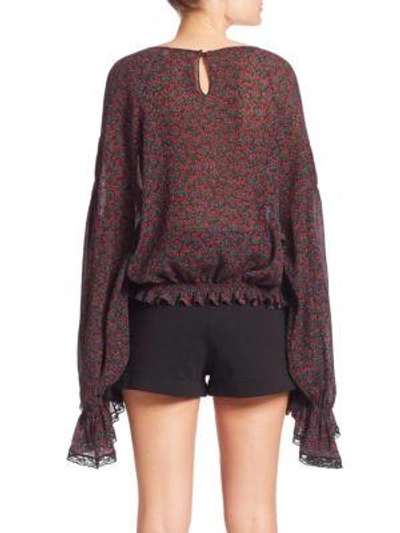 Shop Chloé Silk Cherry Printed Blouse In Black-red