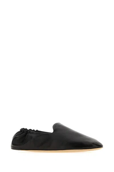The Row Nappa Leather Casa Ballerinas Elasticated Back In Black