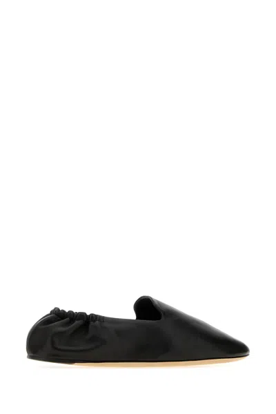 The Row Nappa Leather Casa Ballerinas Elasticated Back In Black
