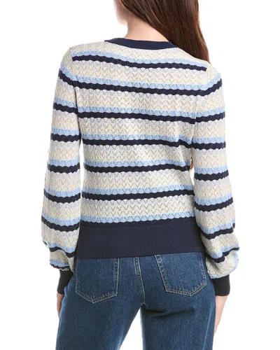 &isla Alaina Pointelle Stripe Top In Blue