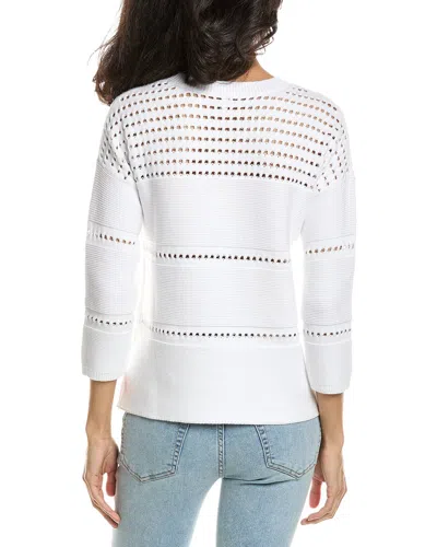 Forte Textured Wide Stripe Pullover In White