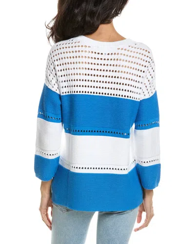 Forte Textured Wide Stripe Pullover In White