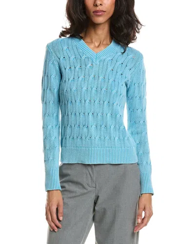 Forte Stonewash Cable Sweater In Blue