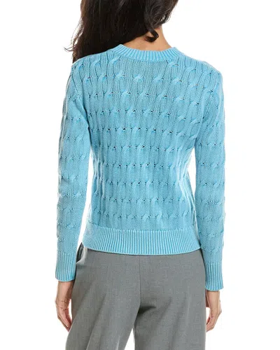 Forte Stonewash Cable Sweater In Blue