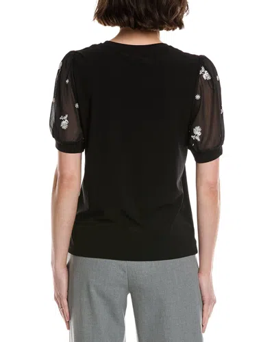 Cece Combo Sleeve Top In Black