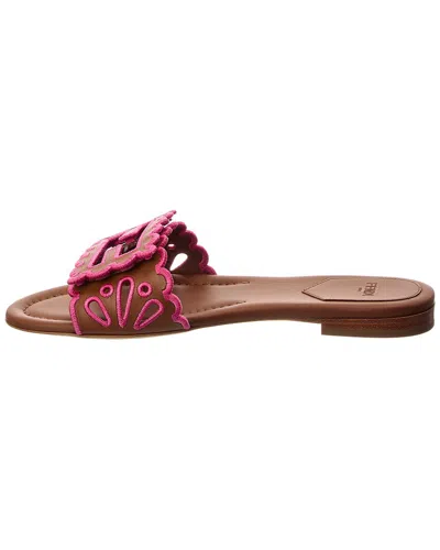 Fendi Baguette Embroidered Nappa Leather Slides In Multi