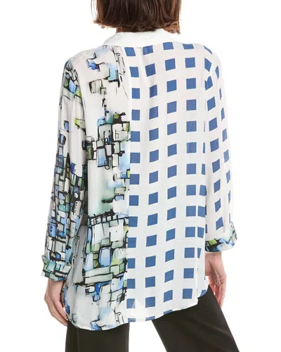 Lemon Grass Pullover Tunic Blouse In Blue