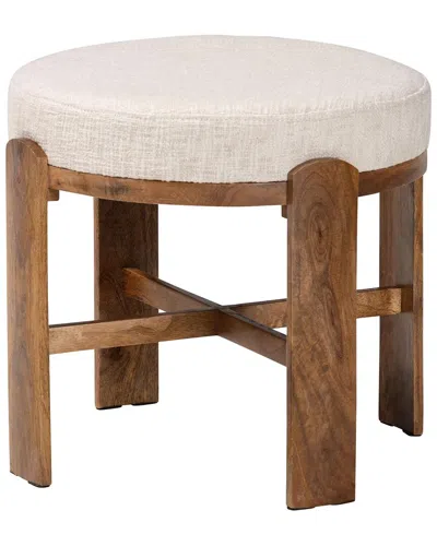 Baxton Studio Whitfield Round Ottoman Stool In Brown