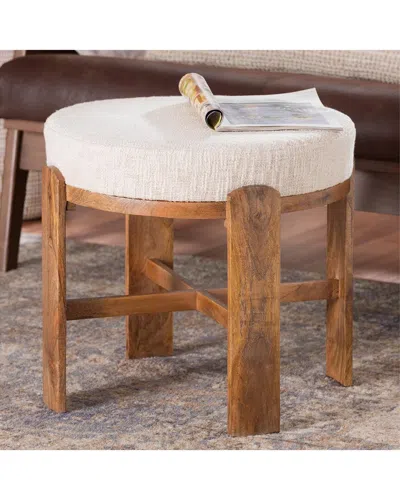 Baxton Studio Whitfield Round Ottoman Stool In Brown