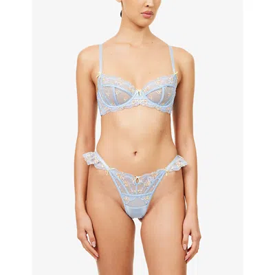 Lounge Womens Blue Lyra Balcony Lace Bra