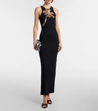 Rabanne Embellished Ribbed Stretch-cotton Midi Dress In Nude
