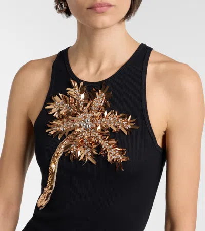 Rabanne Embellished Ribbed Stretch-cotton Midi Dress In Nude