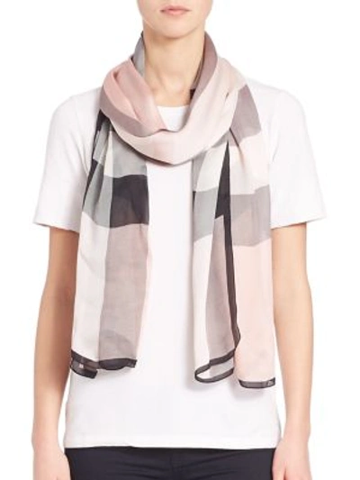 Burberry Mega Check Ultra-washed Satin Scarf In Ash Rose