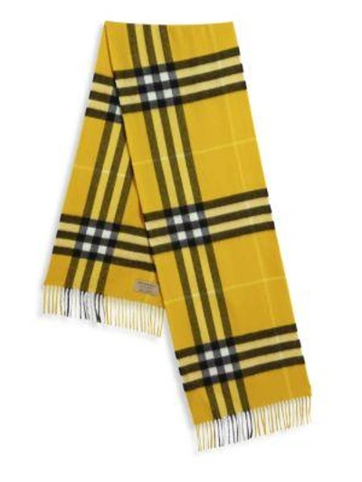 Shop Burberry Yellow Giant Check Cashmere Scarf In Na