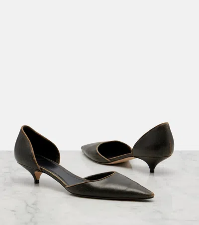 The Row Brown Liisa Kitten Dorsay Pumps In Black
