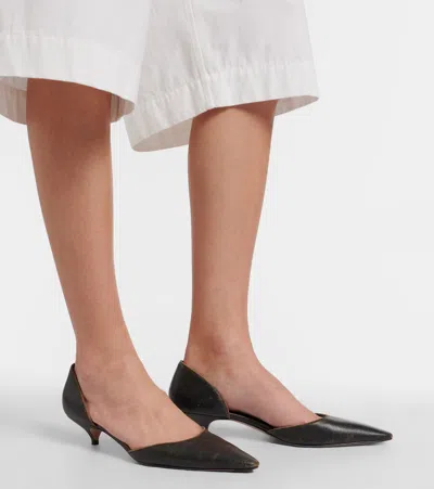 The Row Brown Liisa Kitten Dorsay Pumps In Black