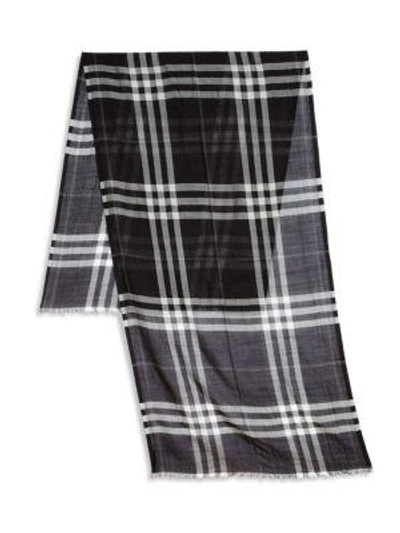 Shop Burberry Giant Check Wool & Silk Gauze Scarf In Na