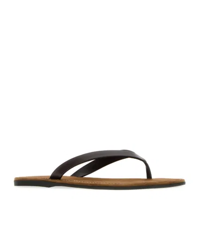 The Row Leather Beach Thong Sandals Flat Sole In Black