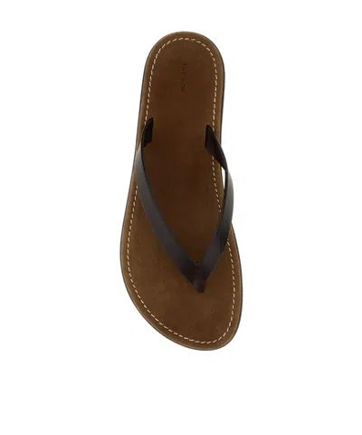 The Row Leather Beach Thong Sandals Flat Sole In Black