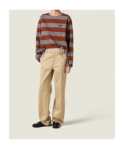 Miu Miu Cotton T-shirt With Striped Pattern In Multi