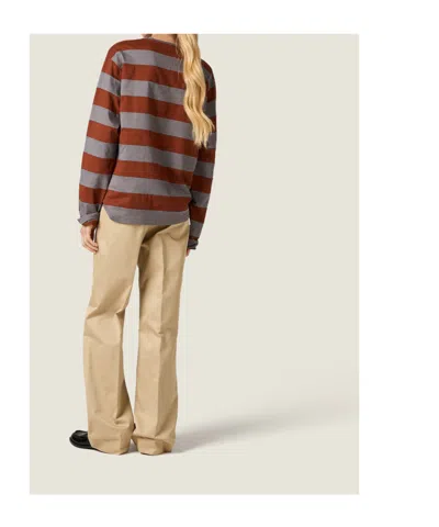 Miu Miu Cotton T-shirt With Striped Pattern In Multi