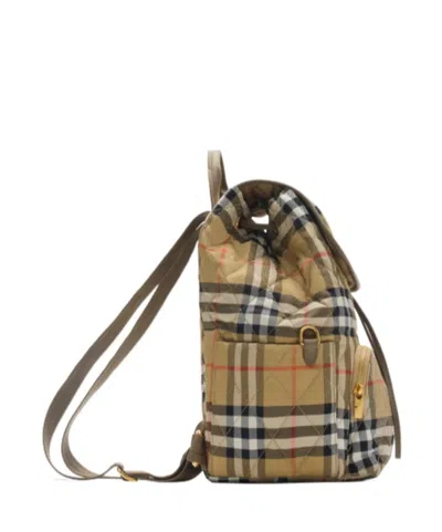 Burberry Horseshoe Checked-pattern Backpack In Brown