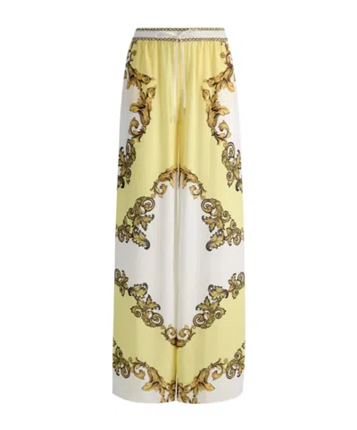 Alice And Olivia Ojai Baroque-print Drawstring Palazzo Pants In Multi