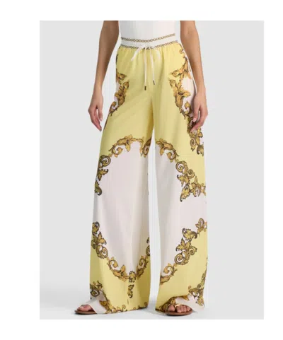 Alice And Olivia Ojai Baroque-print Drawstring Palazzo Pants In Multi