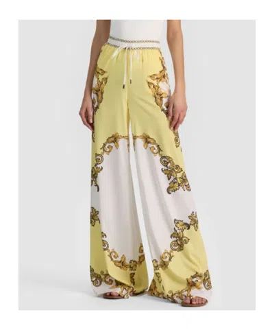 Alice And Olivia Ojai Baroque-print Drawstring Palazzo Pants In Multi