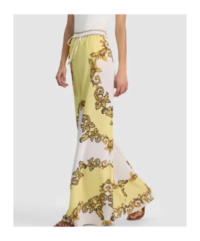 Alice And Olivia Ojai Baroque-print Drawstring Palazzo Pants In Multi