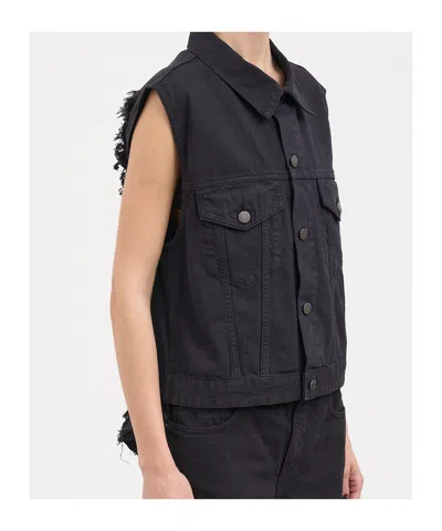 Haikure Ryder Satin Bull Vest In Carbon In Black