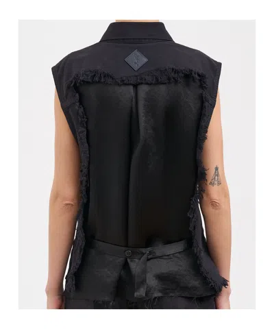 Haikure Ryder Satin Bull Vest In Carbon In Black