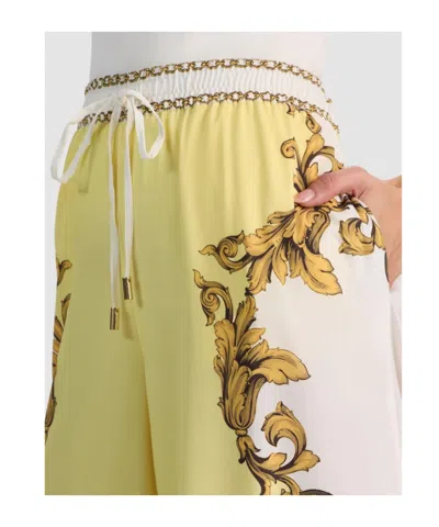 Alice And Olivia Ojai Baroque-print Drawstring Palazzo Pants In Multi
