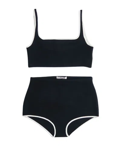 Auralee Contrast-trim Bikini In Black