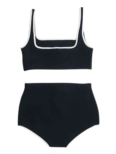 Auralee Contrast-trim Bikini In Black
