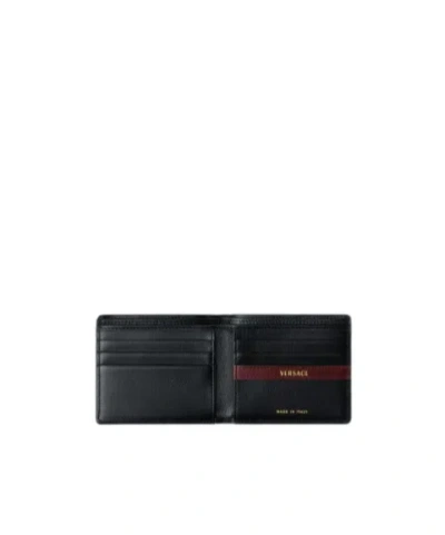 Versace Roomy Leather Wallet In Black