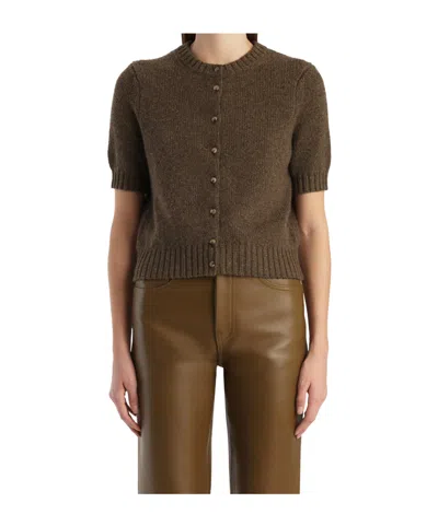 Khaite Womens Artichoke Nora Short-sleeve Knitted Cashmere Cardigan In Brown