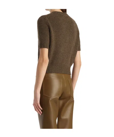 Khaite Womens Artichoke Nora Short-sleeve Knitted Cashmere Cardigan In Brown