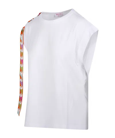 Pucci Printed Tie-shoulder T-shirt In White