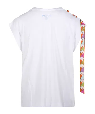Pucci Printed Tie-shoulder T-shirt In White