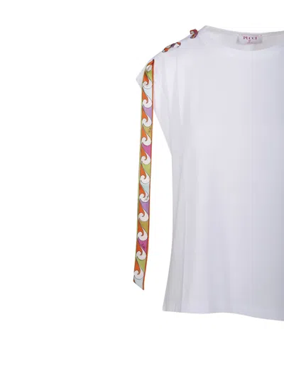 Pucci Printed Tie-shoulder T-shirt In White