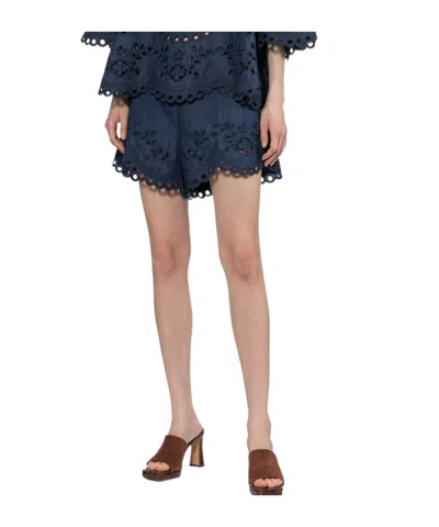 Zimmermann Mahon Broderie Anglaise Denim Shorts In Blue