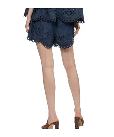 Zimmermann Mahon Broderie Anglaise Denim Shorts In Blue