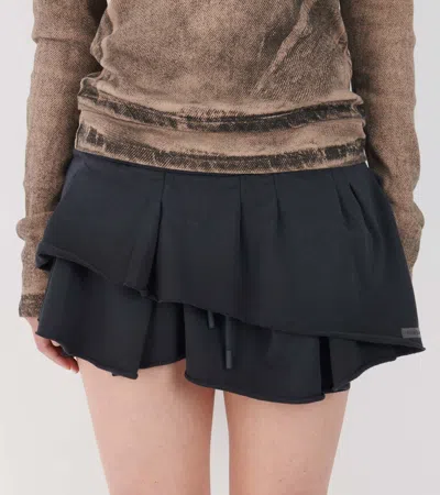 Acne Studios Ruffled Drawstring Mini Skirt In Black