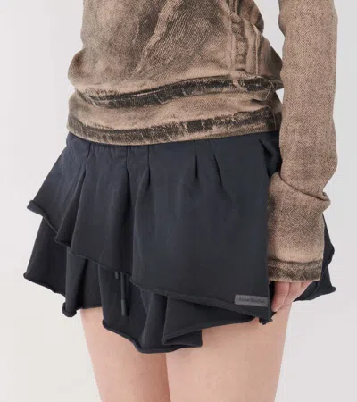 Acne Studios Ruffled Drawstring Mini Skirt In Black