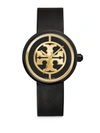 TORY BURCH Reva Goldtone Stainless Steel & Leather Strap Watch/Black